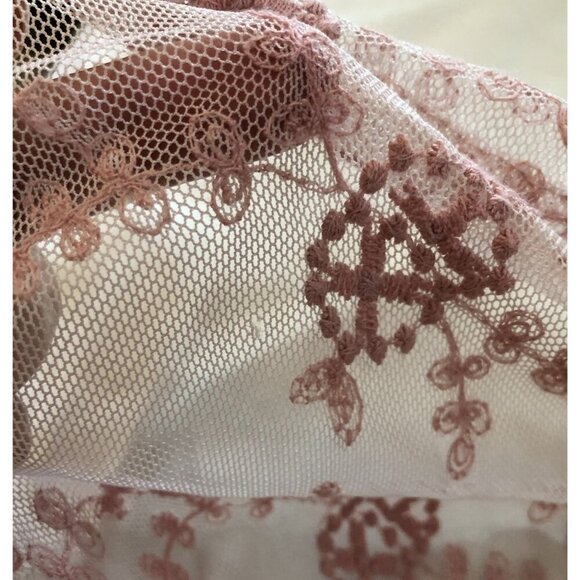 HeartSoul Womens Sheer Lace Mesh Boho Chic Blouse 2X Petal Pink Bohemian Coastal - Picture 4 of 8